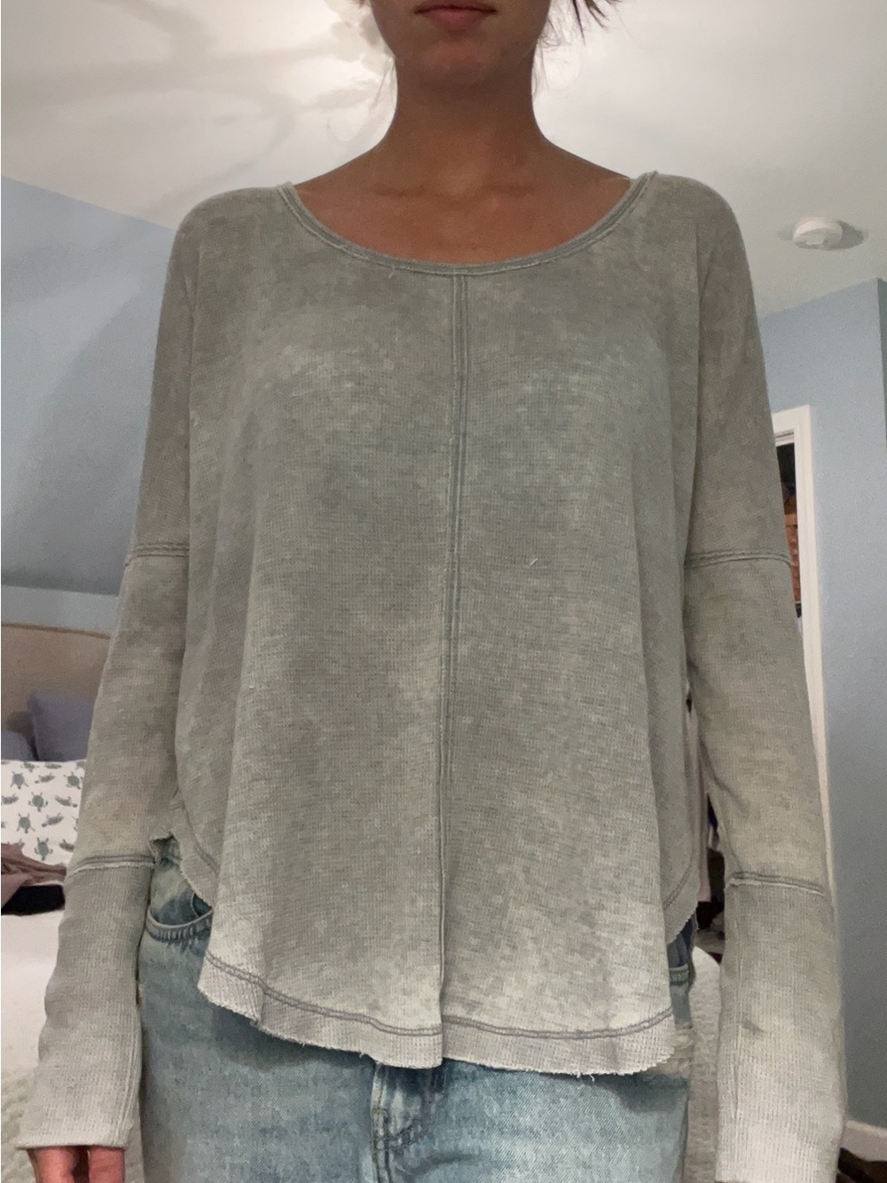 Lucky Brand Washed Sage Scoop Neck Sweatshirt
